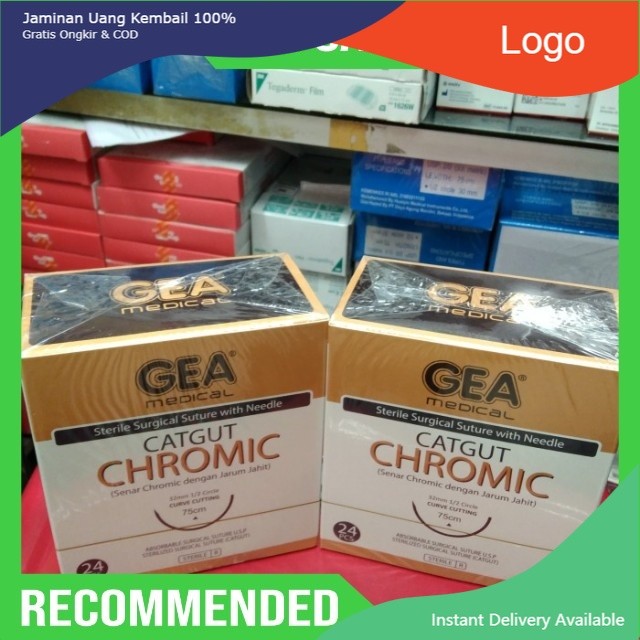 Banda Aceh Grosir Per box Catgut Chromic plus jarum isi 24 Gea - 3/0 / 2 /0  jarum+benang jahit luka