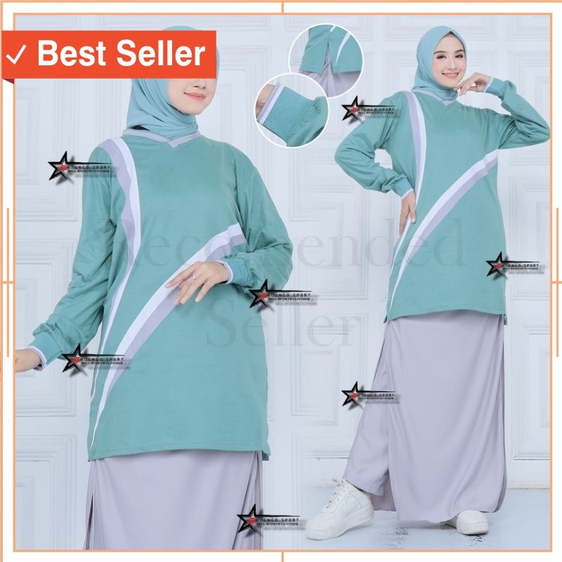 Baju Murah Kekinian Olahraga Sport Keren / Setelan Baju Senam Muslimah Rok Celana / Model Celana Rok