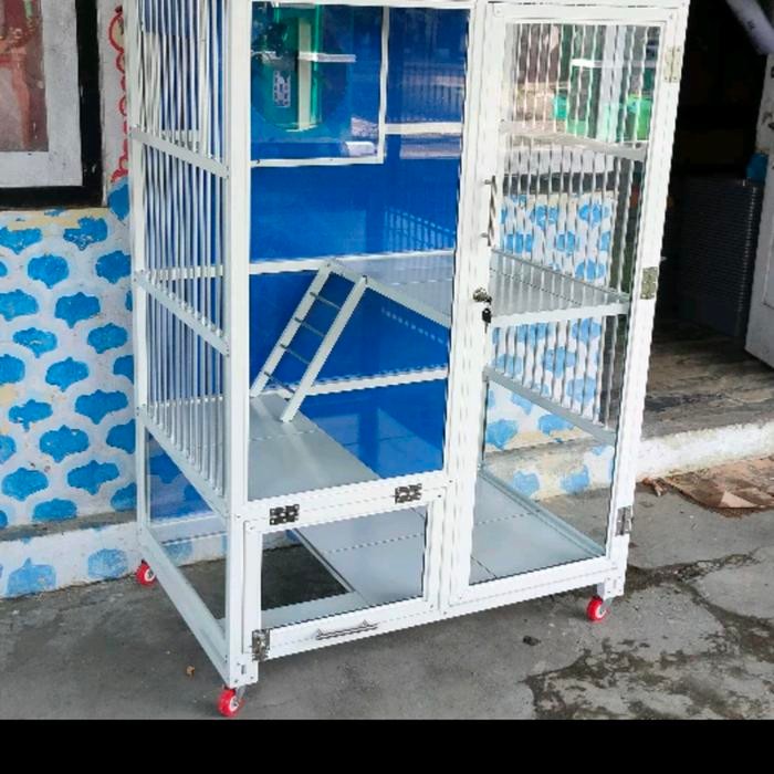 kandang kucing alumunium 2 kamar