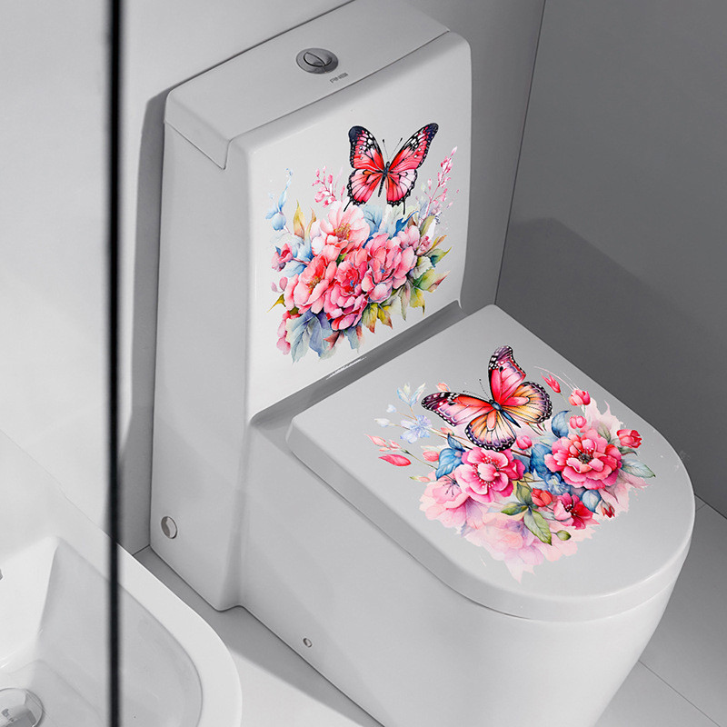 

1PC Lively And Cute Butterflies Decorate Bathroom, Bathroom,Toilet, And Toilet With Waterproof Self-adhesive Stickers On Bright