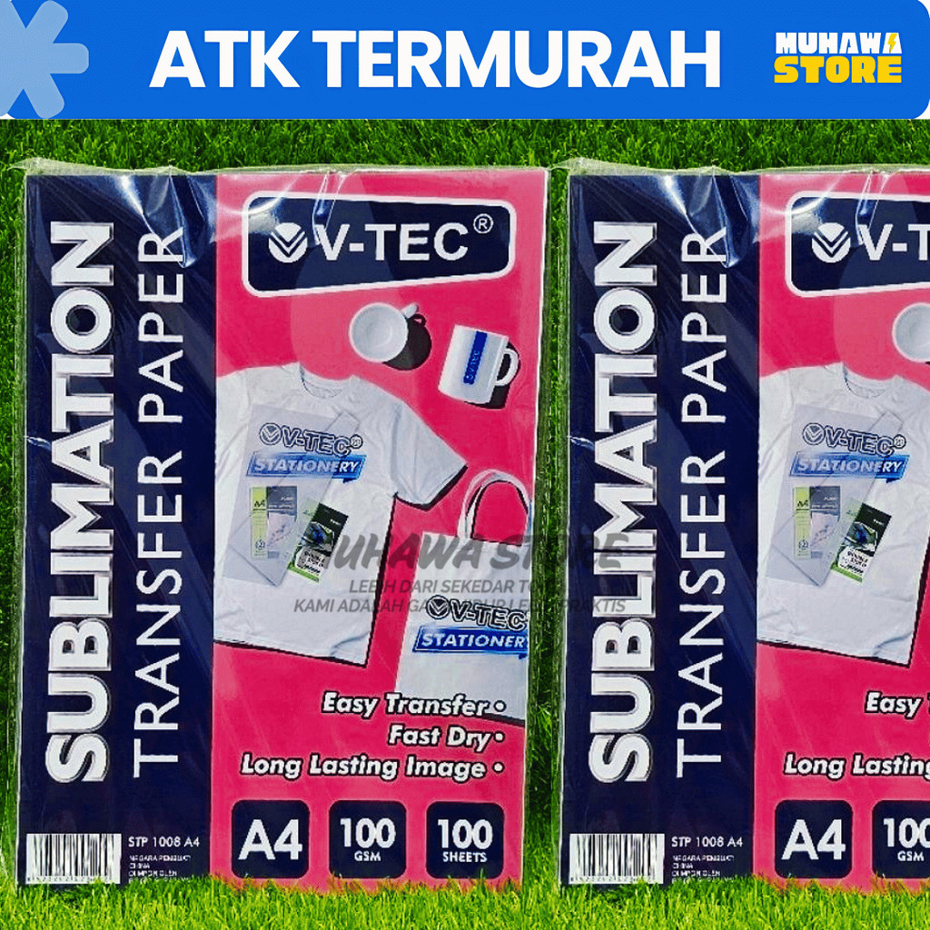 

Kertas Sablon Sublim 100 GSM A4 Sublim Transfer Paper A4 V-TEC Sublimation 1008 ISI 100 Lembar
