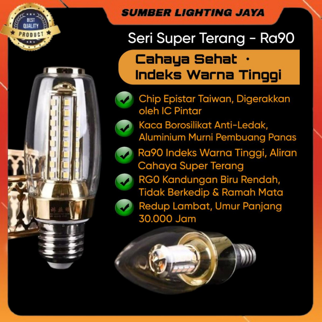 Lampu Bohlam Led 10WATT E27 E14 / Lampu Candle Premium / Bohlam Lampu Hias Gantung