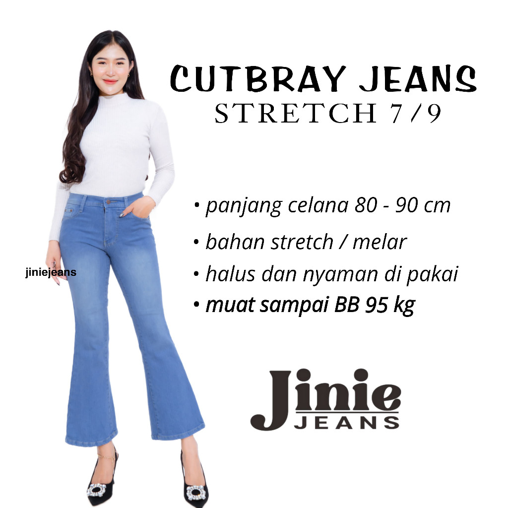 Celana Wanita Bawahan Kekinian Bahan Premium Bagus / JINIEJEANS Cutbray Jeans Celana 7/9 Lipat Jeans