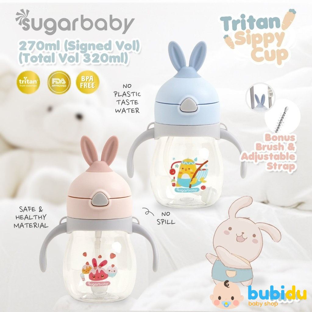 SUGAR BABY Tritan Sippy Cup Rabbit & Nature Series | Botol Gelas Tempat Minum Training Cup Anak Bayi