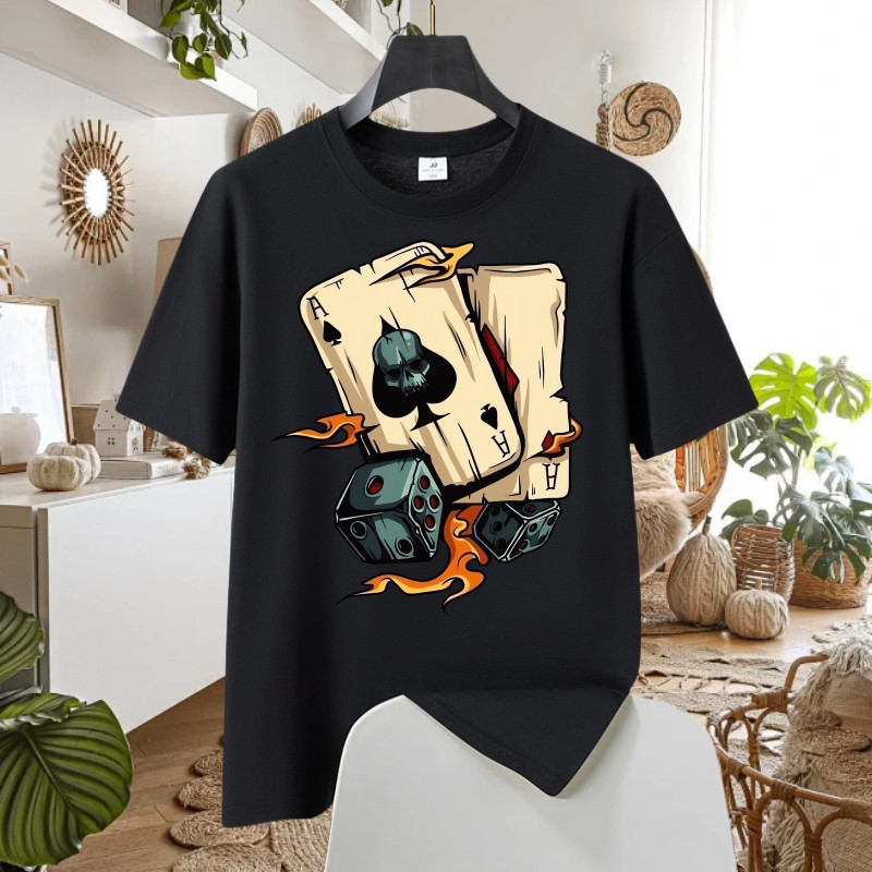Kaos cod playing cards dice pure cotton high-quality Trendy black white | Uk S - 4XL |Kaos Bigsize |