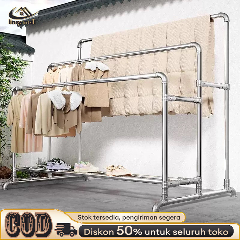 200CM Jemuran Baju Pakaian Stainless Steel Jumbo Jemuran Besar Jemuran Baju Aluminium