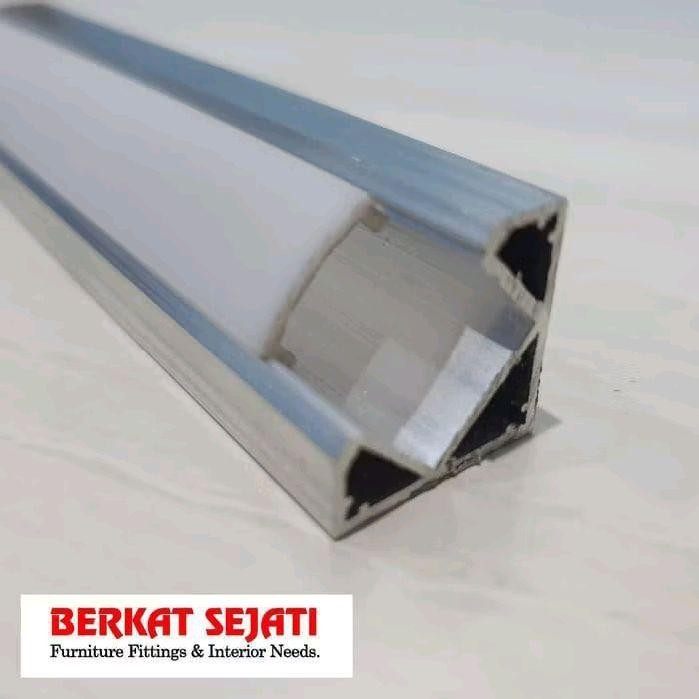 Dijual List Lis Rel Rumah Cover Casing Lampu LED Strip Alumunium SUDUT SIKU 3 Meter - SILVER Terlari