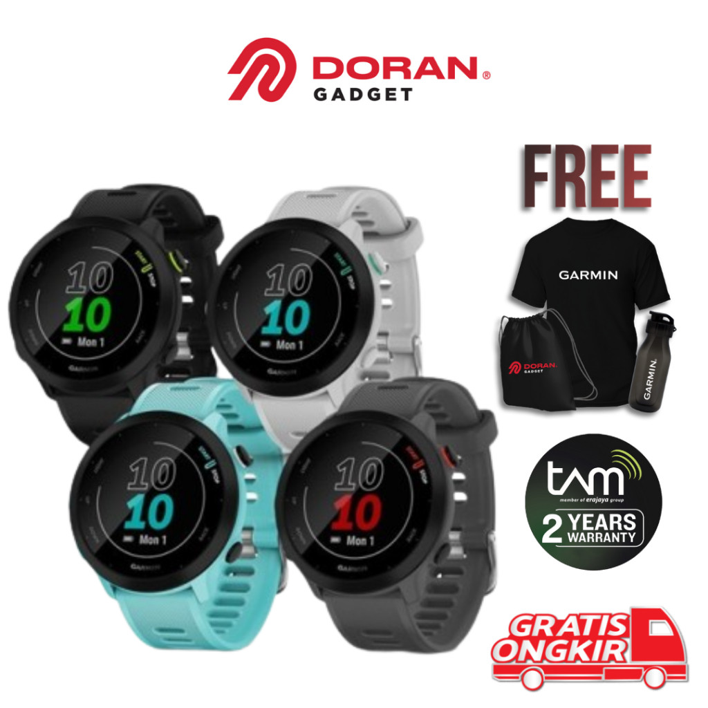 Garmin Forerunner FR 55 FR55 Black | White | Aqua | Monterra Grey - Garansi TAM 2 Tahun