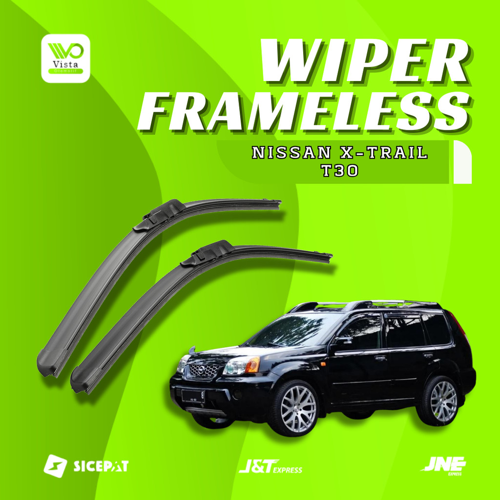 Wiper Mobil Frameless Nissan X-Trail Xtrail T30 1 Set (Kiri & Kanan) Full Karet Tanpa Rangka Besi W1