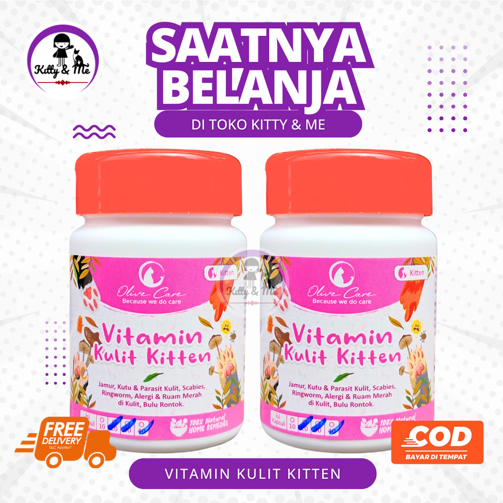 VITAMIN KULIT KITTEN ISI 10 KAPSUL OLIVE CARE – Untuk Kitten, Kucing