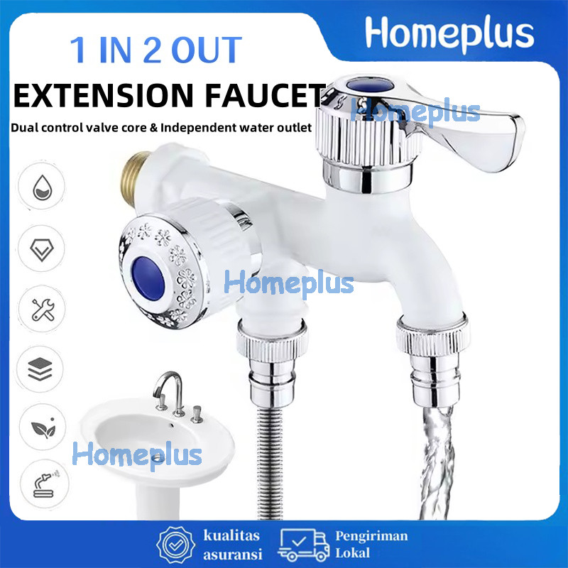 Kran Cabang Kamar Mandi PVC Warna Warni 2in1 Kran Air Cabang Shower Kran Air Double Plastik Kamar Ma