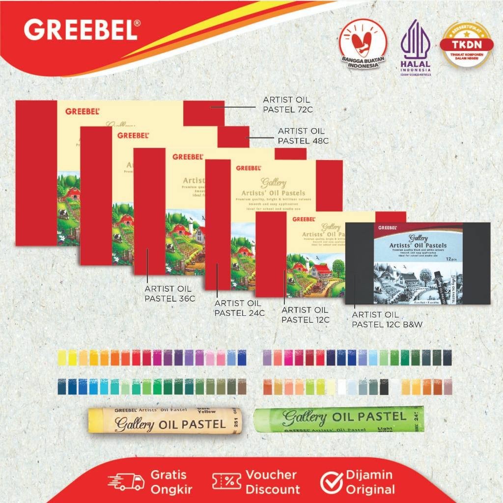 

GREEBEL Crayon Krayon ARTIST Oil Pastel 12 24 36 48 72 Warna / Crayon Greebel / Professional Mewarnai Menggambar
