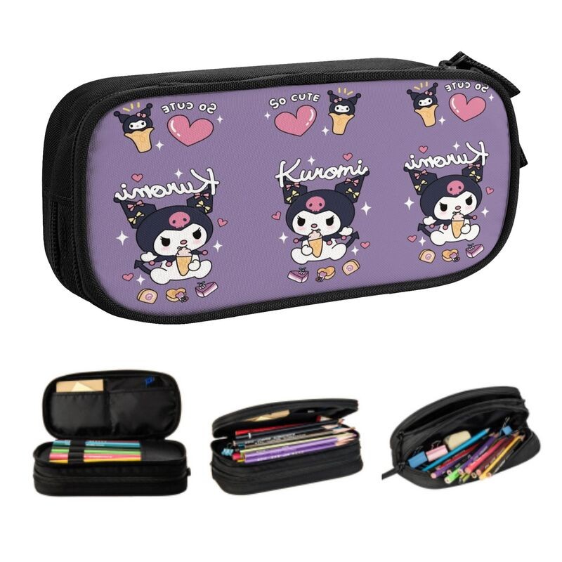 

Custom Cute Kuromi Cartoon Anime Kawaii Pencil Cases Boys Gilrs Large Capacity Pencil Box Students Stationery