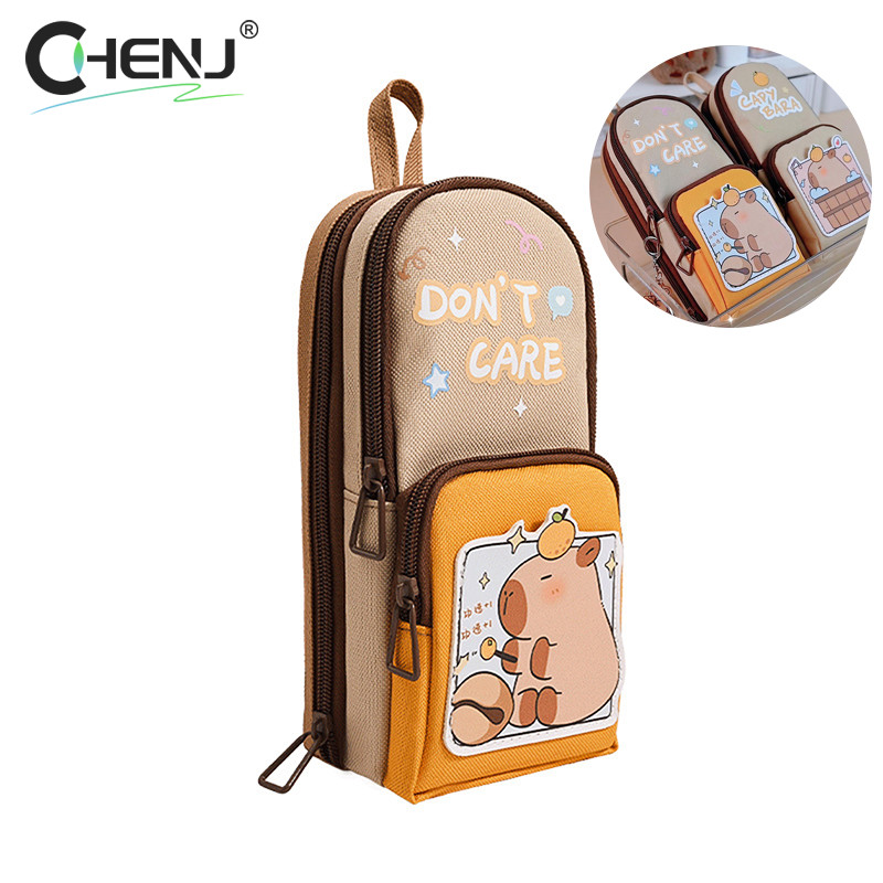 

Cartoon Capybara Pencil Case Unique Large Capacity Pencil Bag Aesthetic Stationery Fashion Durable Zipper Pencil Pouch