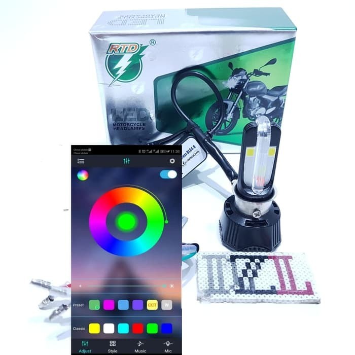 LAMPU UTAMA LED RTD M02K WIRELESS CONTROL SMARTPHONE STEL 4 SISI H6 H4