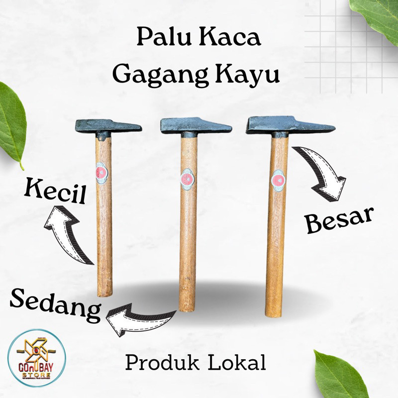 Palu Kaca Gagang Besi Cor Kayu Alat Tukang Ukuran Kecil, Sedang, Besar - Palu Gagang Kayu Murah