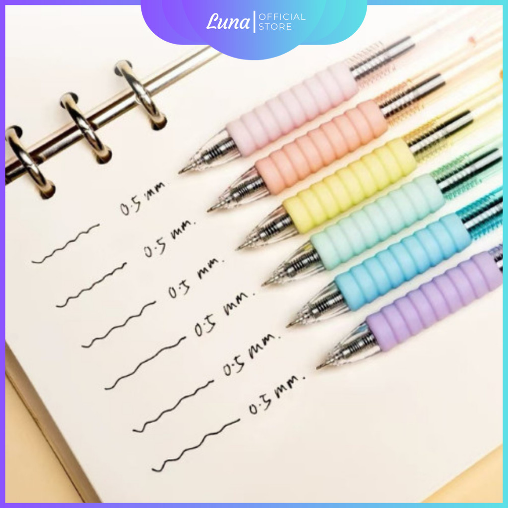 

Gel Pen Cloud Soft Grip Pastel Macaron Pulpen Gel Retractable Bolpen Warna Pastel Tinta Hitam 0.5mm