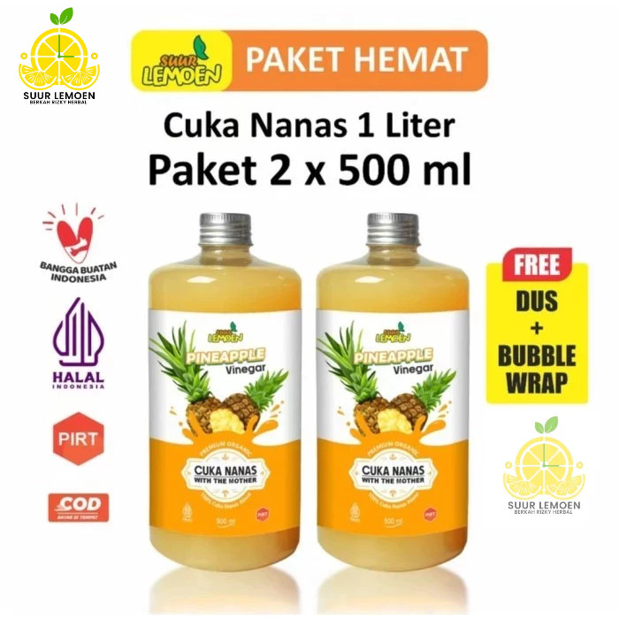 

Suur Lemoen Cuka Nanas 1 Liter - Cuka Nanas Obat Diabetes - Organic Pineapple Cider Vinegar