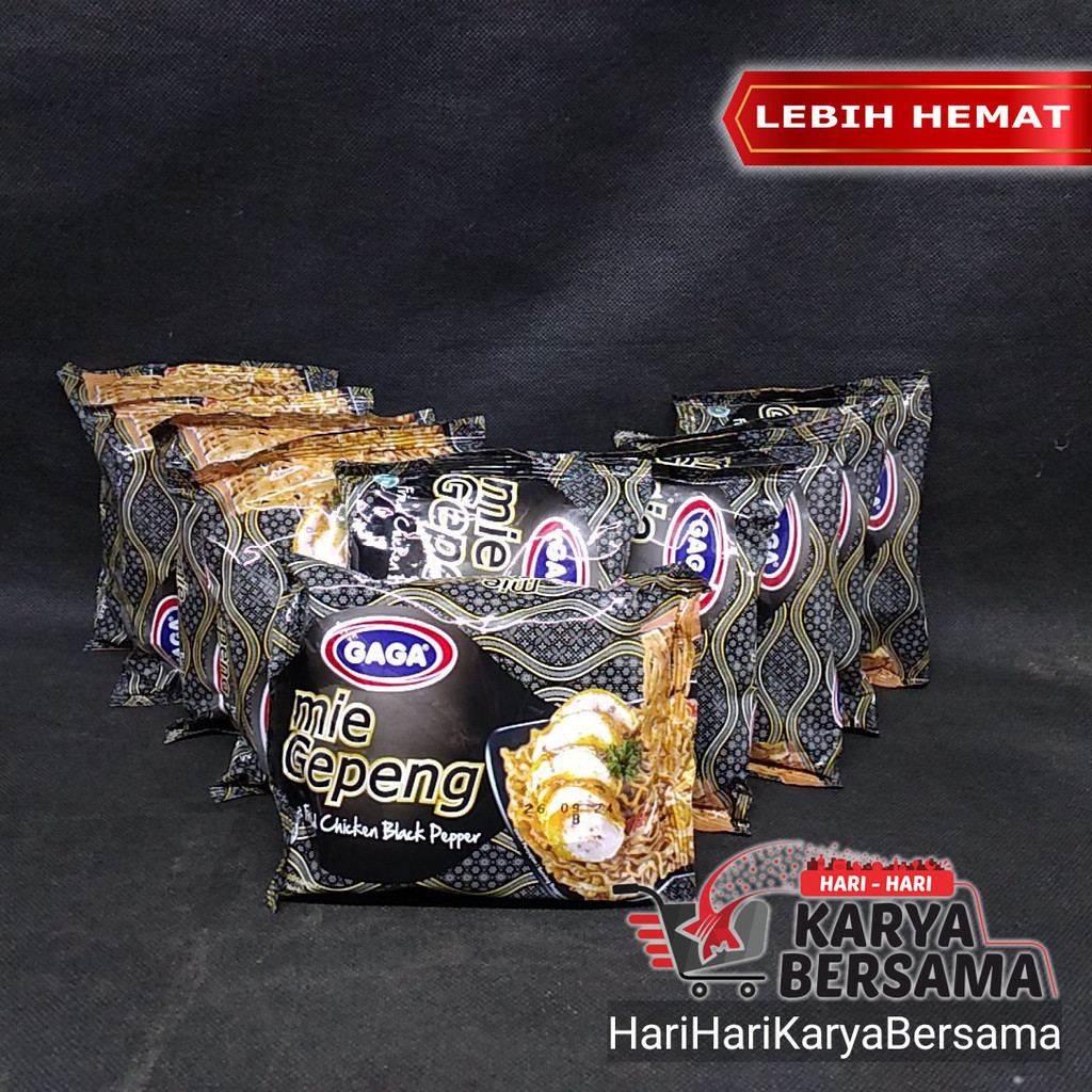 

GAGA MIE GEPENG INSTAN GORENG AYAM LADA HITAM PACK 10 BUNGKUS X 75GR