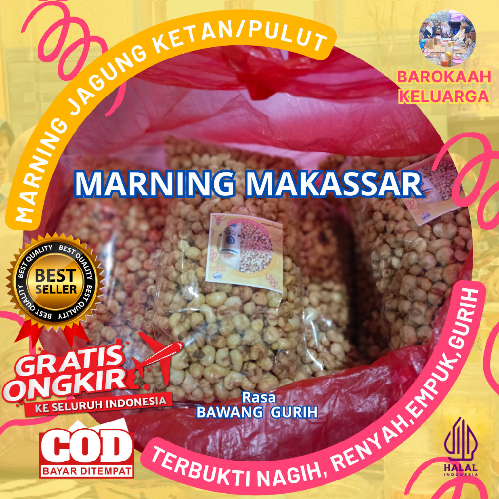 

MAKARONI SNACK MARNING JAGUNG SULTAN SUPER EMPUK/ MARNENG SULTAN JAGUNG KETAN KILOAN 100 gr, 250 gr 500 gr, 1KG GURIH BAWANG HARGA SPESIAL