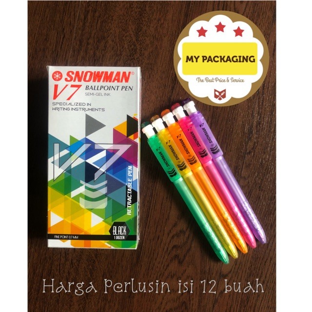 

Pulpen Snowman V-7 Semi- Gel Ink Retractable