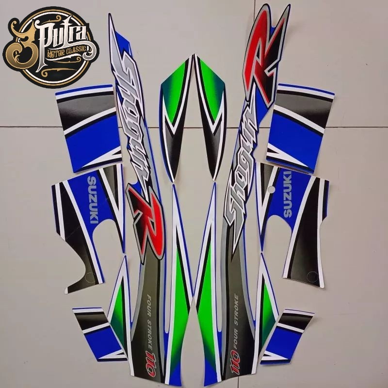Stiker Striping Motor Shogun 110 R 2003 FULL BIRU  Sticker Lis Body Standar termurah