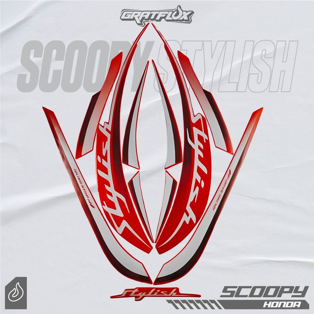 Striping Stiker Motor HONDA Scoopy STYLISH 2019 body full merah doff standar berkualitas