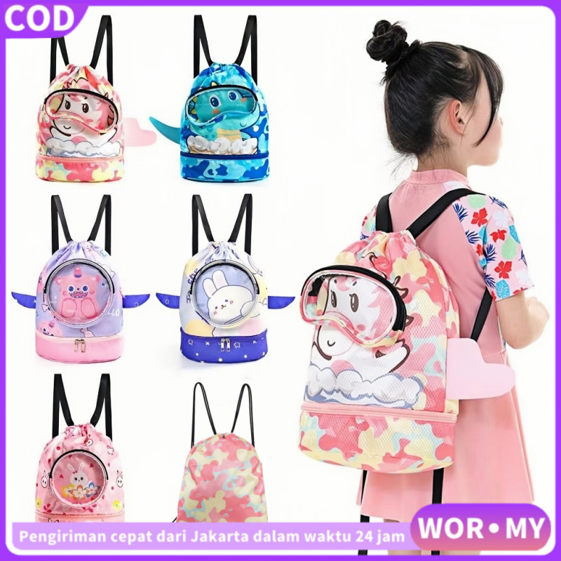 【WOR·MY】Tas Renang Anak-anak Pemisahan Basah Dan Kering Tas Tahan Air Kolam Renang Anak Laki-laki da