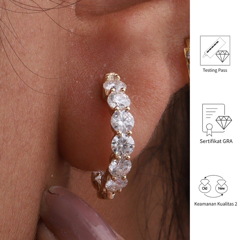 FULIN Anting Moissanite Emas 24K Untuk Wanita