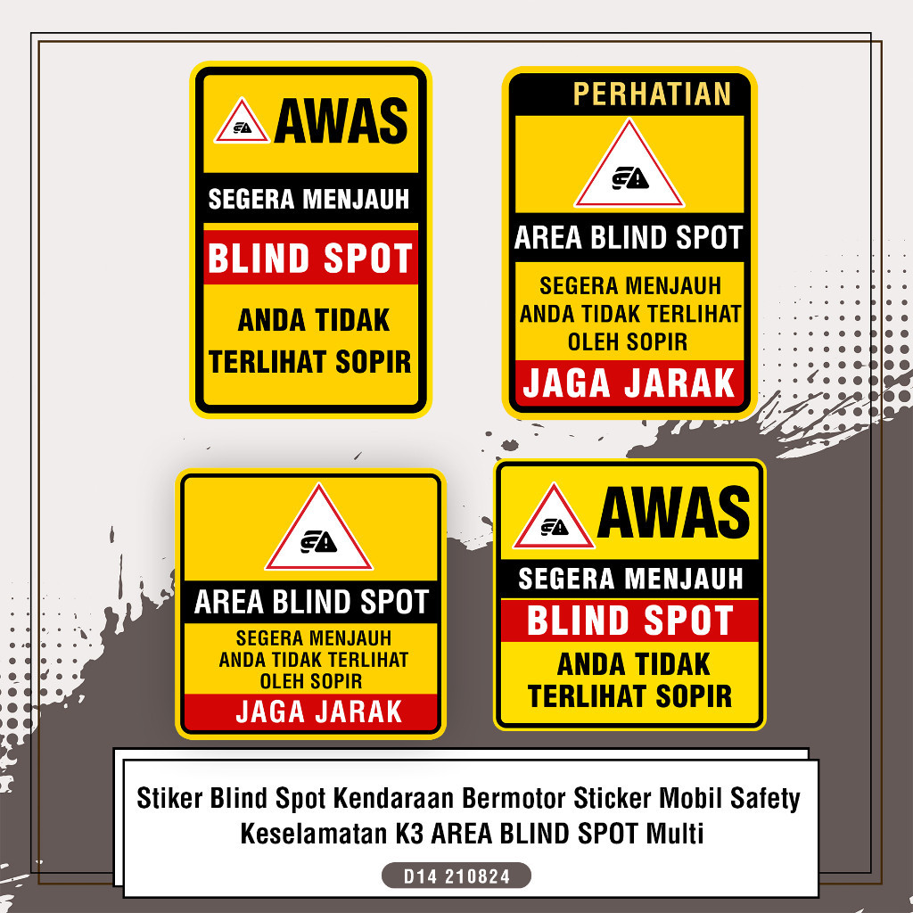 

Stiker Blind Spot Kendaraan Bermotor Sticker Mobil Safety Keselamatan K3 AREA BLIND SPOT Multi