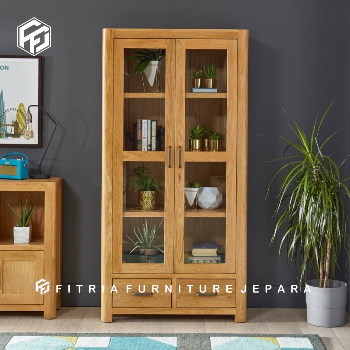 lemari pajangan kaca minimalis lemari hias kayu jati lemari buku jati