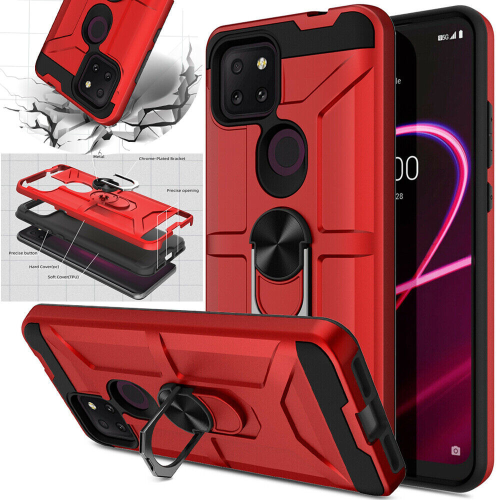 Mobile Phone Case with Magnetic Ring For T-Mobile Revvl V+Plus 5G Armor Case Shockproof Armor Hybrid