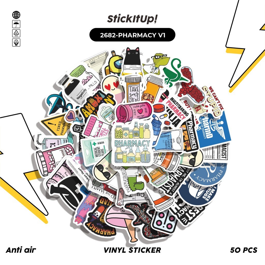 

COD✨ 50 Pcs Stiker PHARMACY V1 Lucu Anti Air Untuk Dekorasi Notebook Sepeda Skateboard Handphone DIY