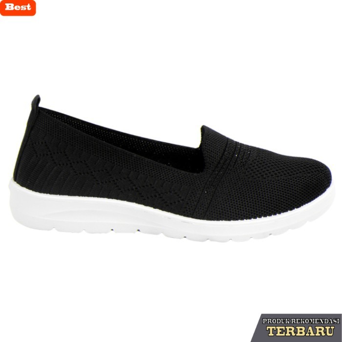 sepatu olahraga wanita Dr. Kevin Sepatu Olahraga Wanita Sneakers Flyknit Slip On 589-067 - Hitam, 41