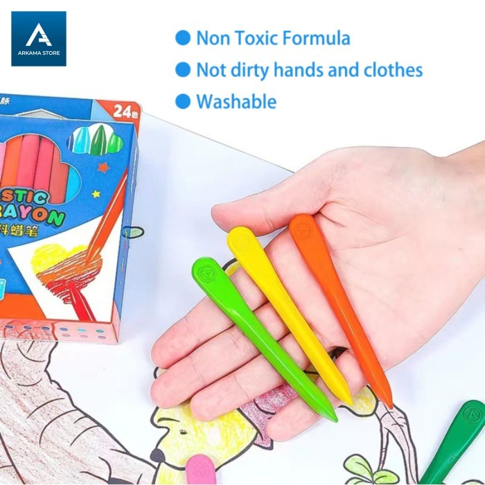 

crayon set 24 warna washable non toxic triangle design