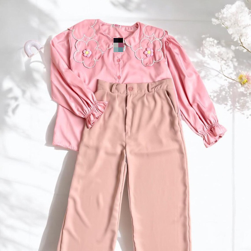 RKP - ZFS SETELAN KENTA BORDIR CELANA PANJANG / LUZA SET / SETCEL Setelan Wanita Celana Korean Style