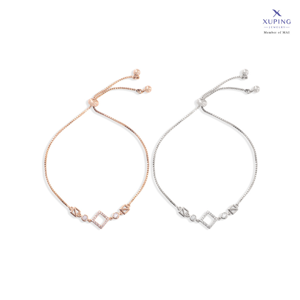 Xuping Gelang Serut Mewah Gold Perak Permata Permata Wajik