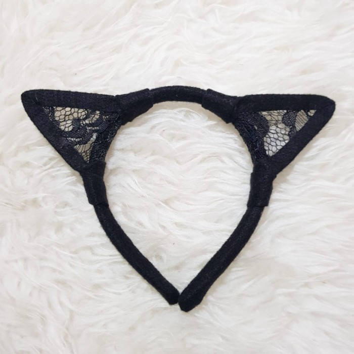 Bando Kucing Lace Halloween - Hitam