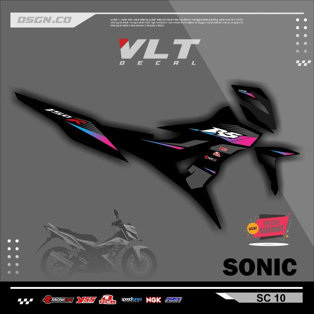 Striping Variasi Honda Sonic 150R / Sticker Honda Sonic variasi motif simple keren kode 10