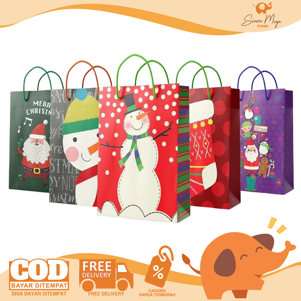 

CAPRICORN DESIGN Shopping Paper Bag Natal - Tas Kado SATUAN Christmas Gift Murah