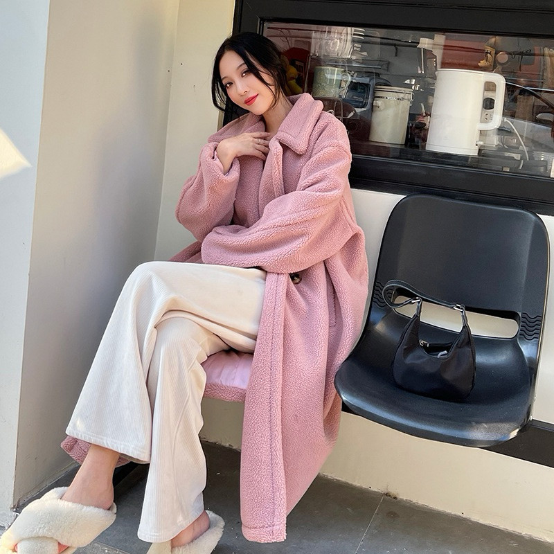 long coat bulu wanita musim dingin import korea style kekinian premium