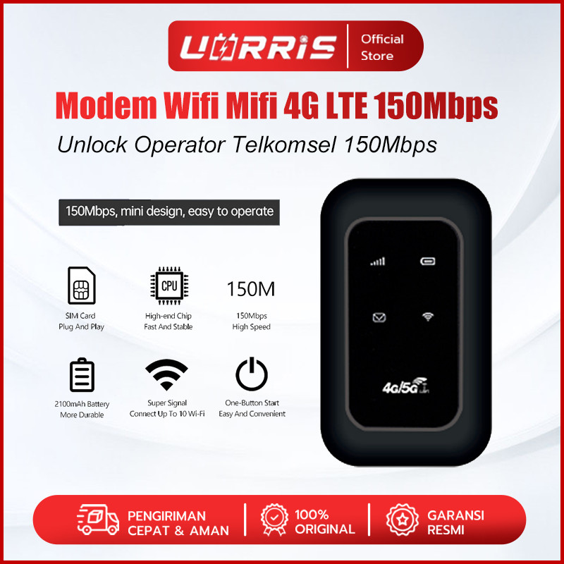 UORRIS MIFI MODEM WIFI 4G UNLOCK OPERATOR Perdana Telkomsel By.u/ 150 Mbps 4G Portable Mobile WiFi U