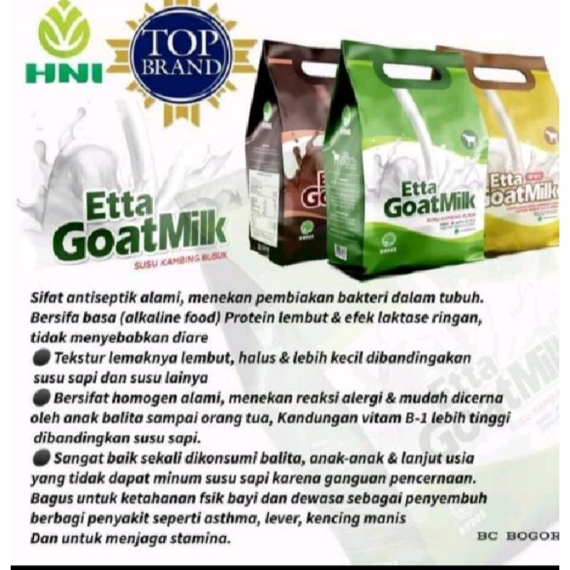 

SUSU KAMBING ETTA GOAT MILK HPAI,,BERMACAM RASA