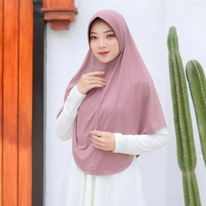 Jilbab Bergo Hamidah Jersey Ped Jumbo L | Hijab Instan Menutup Dada, bahan adem warna pastel basic k