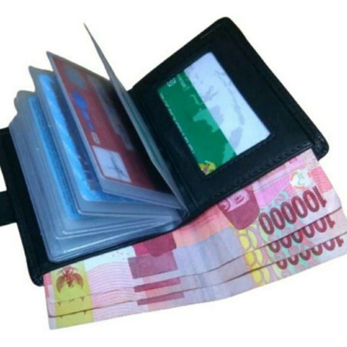 

⭐BISA COD⭐ Dompet Kartu 18 in 1 Card Holder + slot uang kulit sintetis elegan Hitam