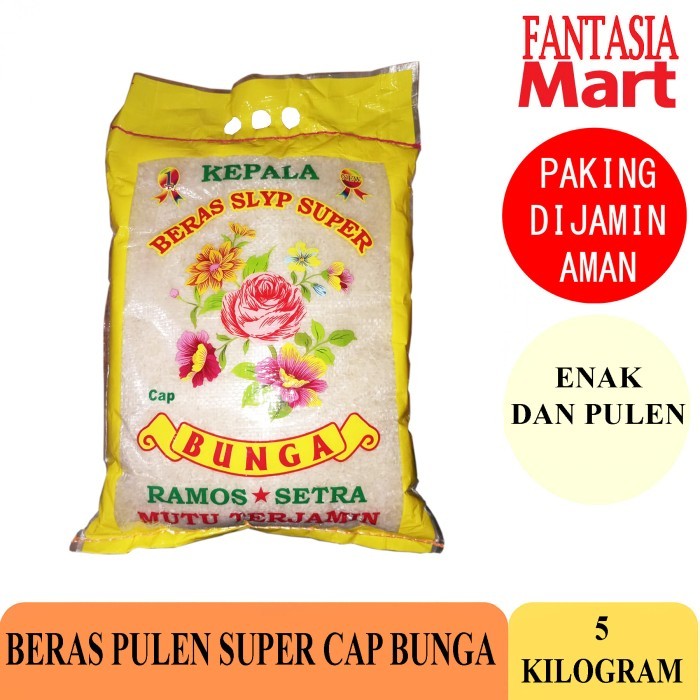 

BERAS CAP BUNGA 5 KG SUPER PULEN FUN CORNER DENGAN PAKING AMAN