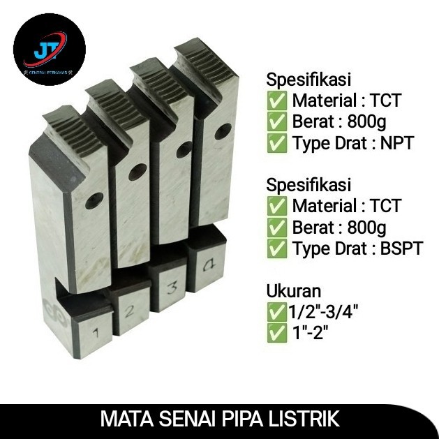 

MATA SENAI PIPA PT NPT | TCT 1/2 - 3/4" & 1 - 2 " MATA SNAY , SENAY| - 1-2 inch, Tct