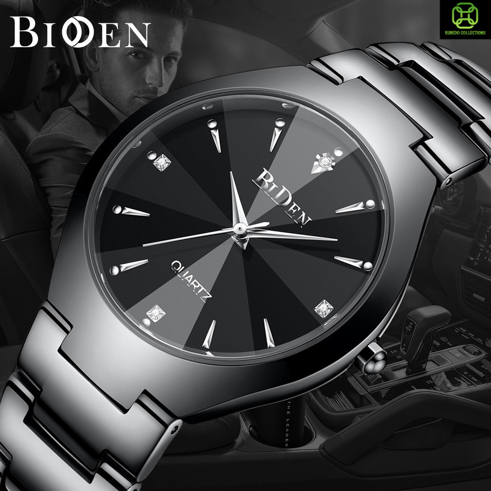 BIDEN Jam Tangan Pria Anti Air Pria Bisnis Santai Otomatis Date Tali Stainless Steel Jam Tangan Cowo
