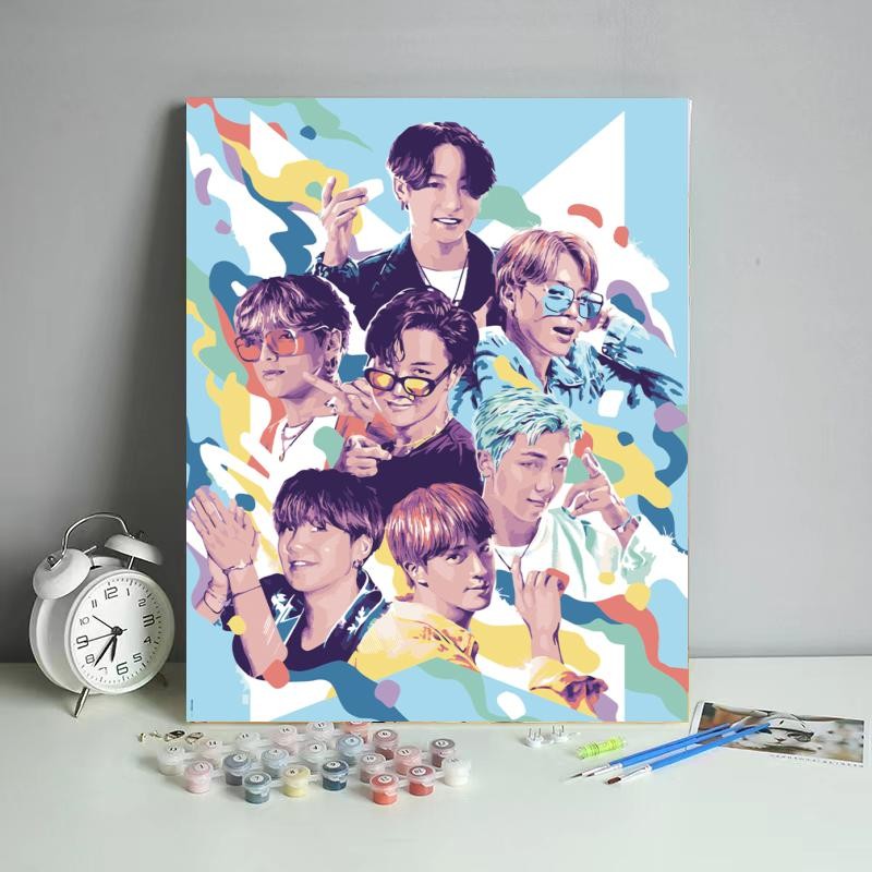 

DIY Painting By Numbers Korea Stars Acrylic Drawing Hand Painted Oil Painting Wall Art Picture Home Decoration Gift