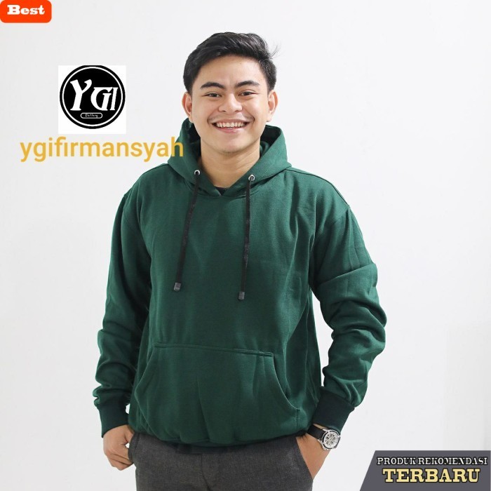 hoodie pria keren Jaket Hoodie Jumper Polos Hijau Botol - Hijau Botol, M
